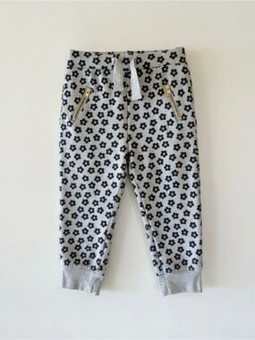 J.Crew Crewcuts Floral Jogger Pants Gray Purple Gold Glitter Girls 2